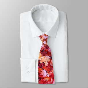 Corbata Hojas de arce otoñal rosa rojo