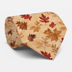Corbata Hojas de Arce Rojizas Marrones Otoño Rústico Vinta