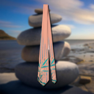 Corbata hojas de bambú en durazno