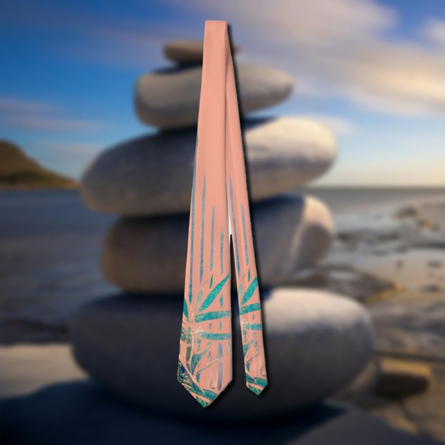 Corbata hojas de bambú en durazno (Subido por el creador)