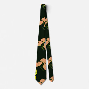 Corbata Hojas de Ginko pastel sobre fondo negro