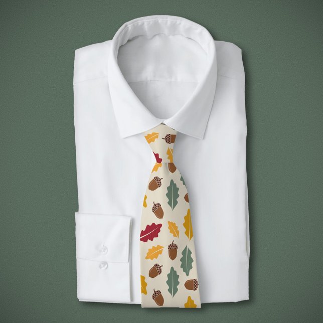 Corbata Hojas de maíz y otoño (Acorn & Fall Leaves Neck Tie)