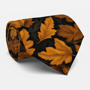 Corbata Hojas de otoño marrones y follaje naranja