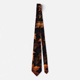 Corbata Hojas de otoño negro fondo