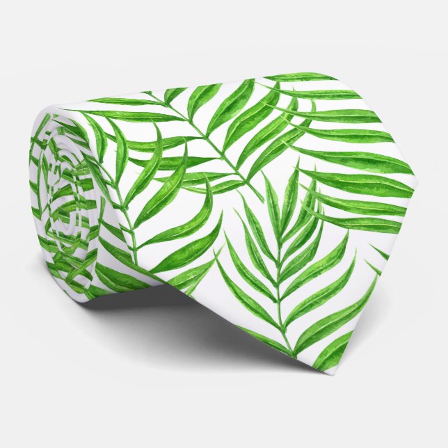Corbata Hojas de palma acuarela (Enrollado)