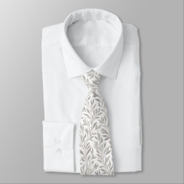 Corbata Hojas de sauce elegantes sobre blanco