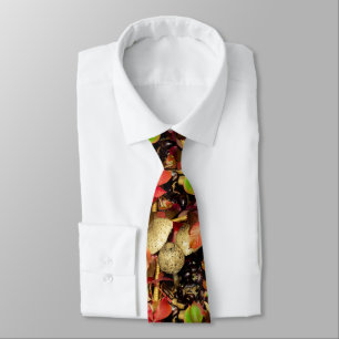 Corbata Hojas otoñales, hongos de castañas foto