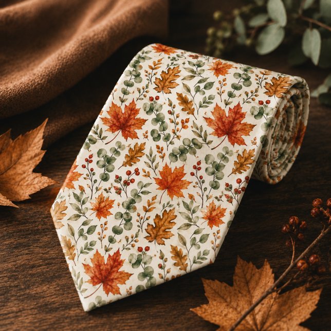 Corbata Hojas Rústicas de Otoño Crema Boda Botánica de Oto (Subido por el creador)
