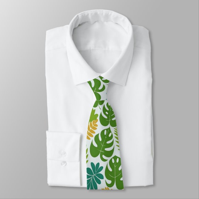 Corbata Hojas Tropicales Verdes (Atado)