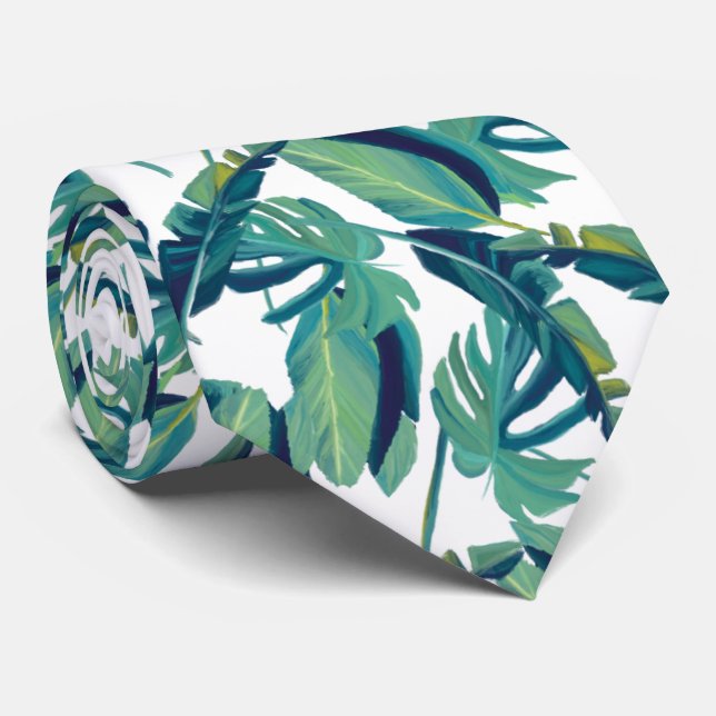 Corbata Hojas tropicales verdes (Enrollado)