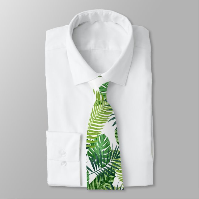 Corbata Hojas tropicales verdes (Atado)