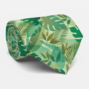 Corbata Hojas verdes aireadas de follaje tropical