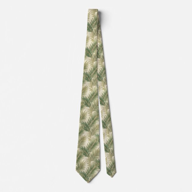 Corbata Hojas Verdes de Palma Tropicales (Anverso)