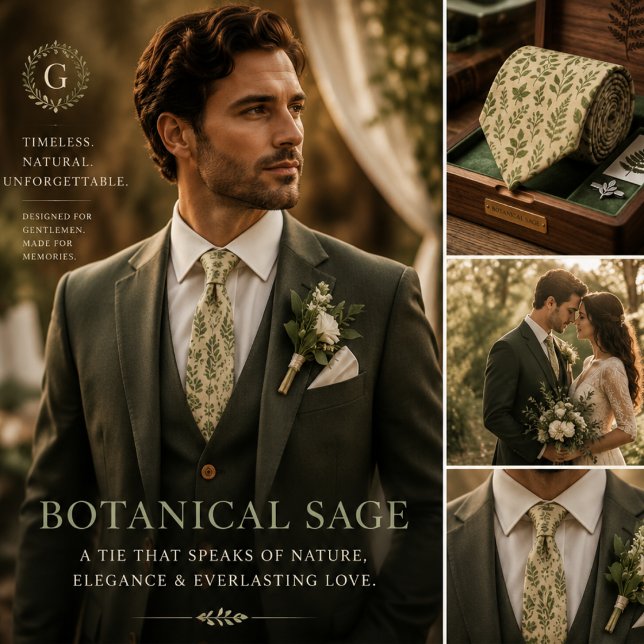 Corbata Hojas verdes de salvia botánica (Subido por el creador)