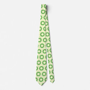 Corbata Hojas verdes en círculo sobre amarillo