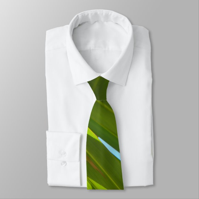 Corbata Hojas verdes, luz solar y cielo azul (Atado)