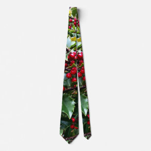 Corbata Hojas y bayas de acebo