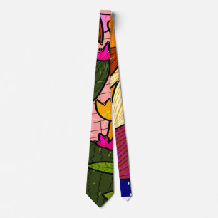 Corbata Hojas y flores tropicales abstractas