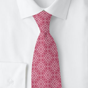 Corbata Hojas y líneas fucsias