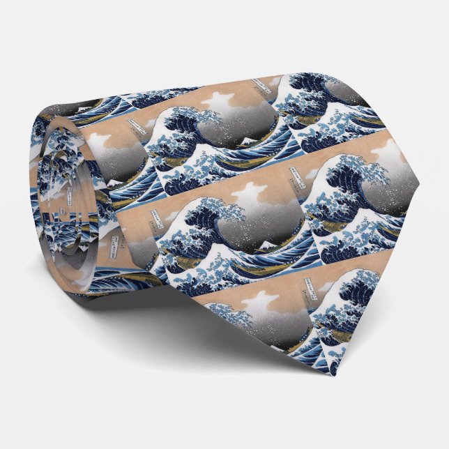 Corbata Hokusai , "La gran ola de Kanagawa" (Enrollado)