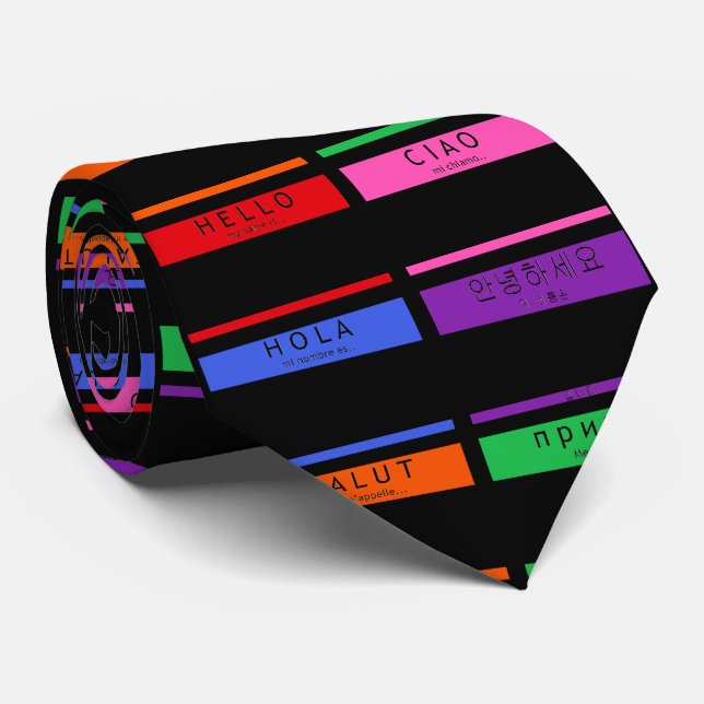 Corbata Hola Hola Salut Green Red Blue Purple Mens Tie (Enrollado)