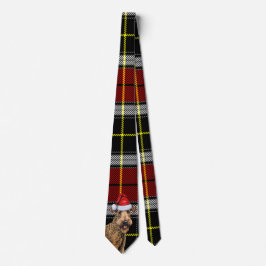 Corbata Holiday Airedale Terrier Dog Red Plaid Navidades