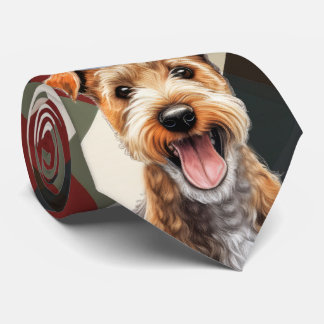 Corbata Holiday Lakeland Terrier Red Green Plaid Navidades