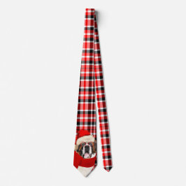 Corbata Holiday Saint Bernard Dog Red Plaid Navidades