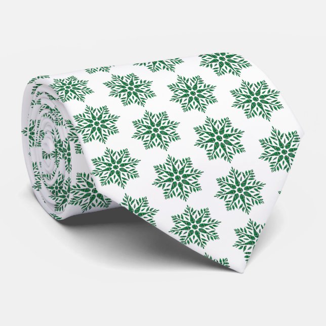 Corbata Holiday Snowflake Plaid Pattern Green Neck Tie (Enrollado)