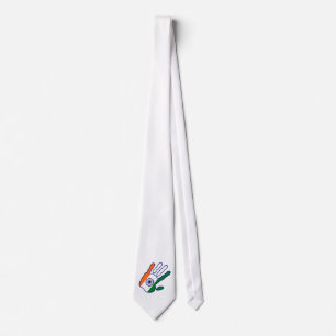 Corbata holiES - India Flag Hand + tu color de fondo