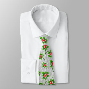 Corbata Holly plateado hawaiano de una sola cara