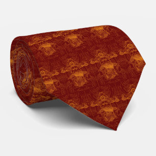 Corbata Hombre chino tradicional rojo amarillo lindo