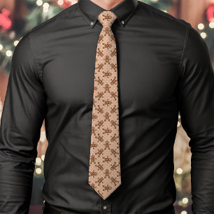 Corbata Hombre de Jengibre Marrón Lunares Navidad