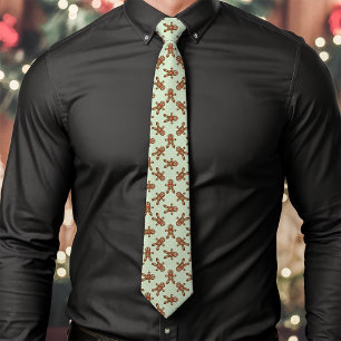 Corbata Hombre de Jengibre Verde Menta Lunares Navidad
