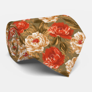 Corbata Hombres de Negocios con Estampado de Peonías Flora