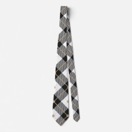 Corbata Hombres de Oro Blanco Negro
