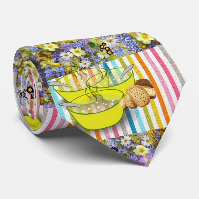 Corbata Hombres Diseñador Ata Sopa Floral Stripe (Enrollado)