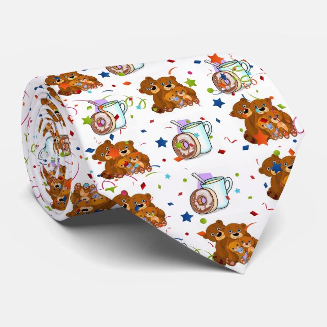 Corbata Hombres Diseñador Teddy Bear (Enrollado)