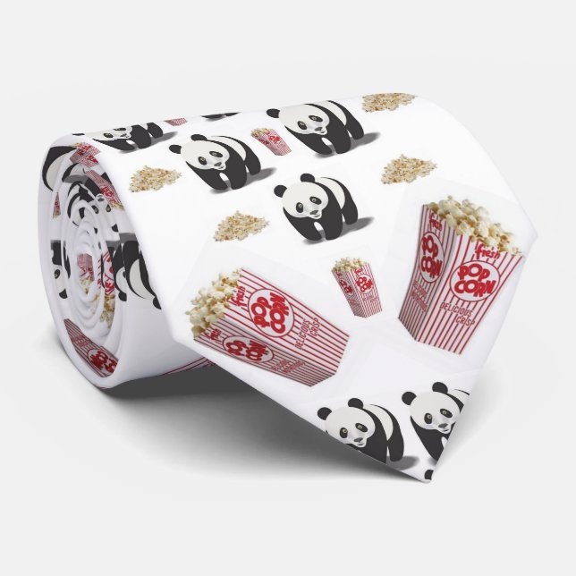 Corbata Hombres Diseñador Ties Panda Bear Popcorn (Enrollado)