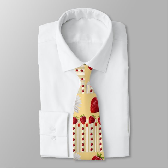 Corbata Hombres Diseñador Ties Strawberry White Daisy (Atado)