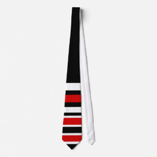 Corbata Hombres Rojo Negro Blanco Raya 2