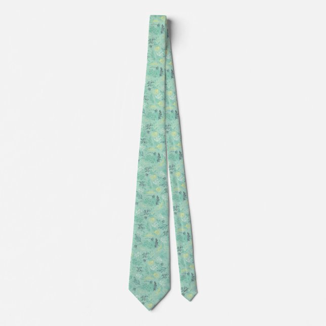 Corbata Hombres verdes " s del estampado de flores (Anverso)