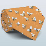 Corbata Honey Bee<br><div class="desc">Un patrón de abejas melíferas en un fondo naranja quemado para los que aman la naturaleza y los polinizadores. Arte original de Nic Squirrell. Cambie el color de fondo de la herramienta de diseño a personalizar.</div>