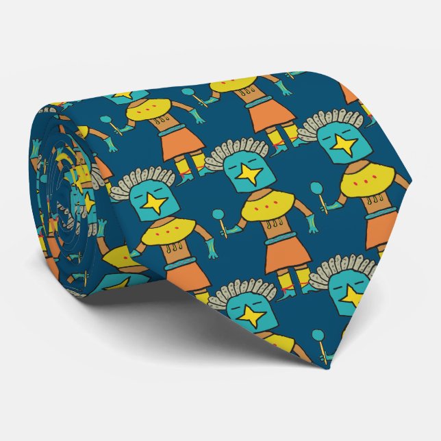 Corbata Hopi Doll Blue Star Kachina (Enrollado)