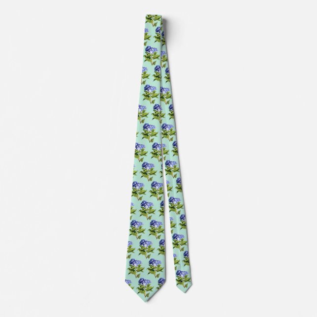 Corbata Hortensia Azul Elegante (Anverso)