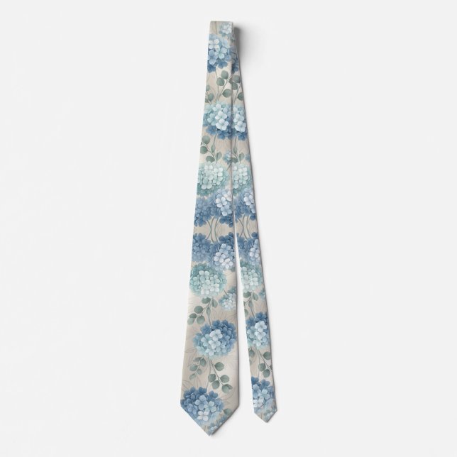 Corbata Hortensia Azul Suave (Anverso)