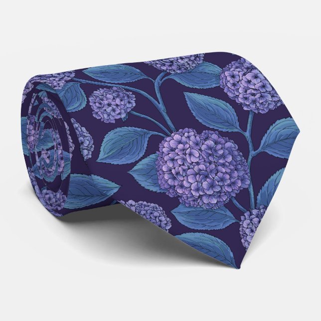Corbata Hortensia en violeta y azul (Enrollado)