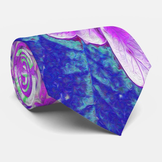 Corbata Hortensia Limelight Morada y Azul Elegante (Enrollado)