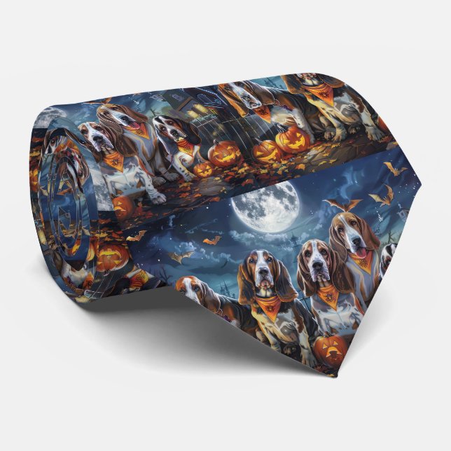 Corbata Hound Halloween Basset Spooky (Enrollado)