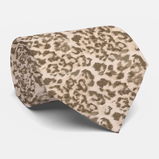 Corbata Huella de leopardo beige. (Enrollado)